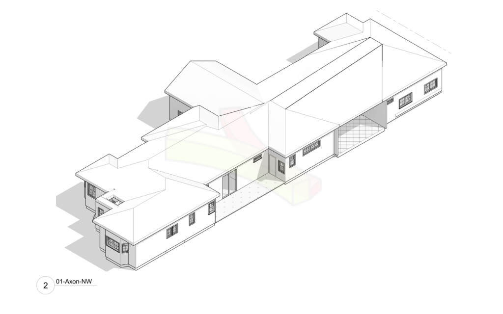 Multifamily Home Remodel Axonometric Render by Yifu Design Studio - YDS Architects