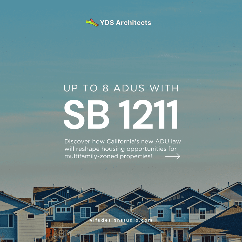 SB 1211 significantly expands the potential for ADUs on multifamily properties. Starting January 2025, property owners can build one detached ADU per existing unit, up to a maximum of eight ADUs. I recently worked with a family in Pomona who owned an R-2000 lot and dreamed of creating more housing for passive rental income. We utilized SB 330 to increase density and build a 3-building complex. With the new SB 1211 taking effect next year, they can add up another 8 ADUs per existing unit.