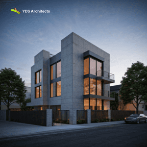 Three-story contemporary concrete house