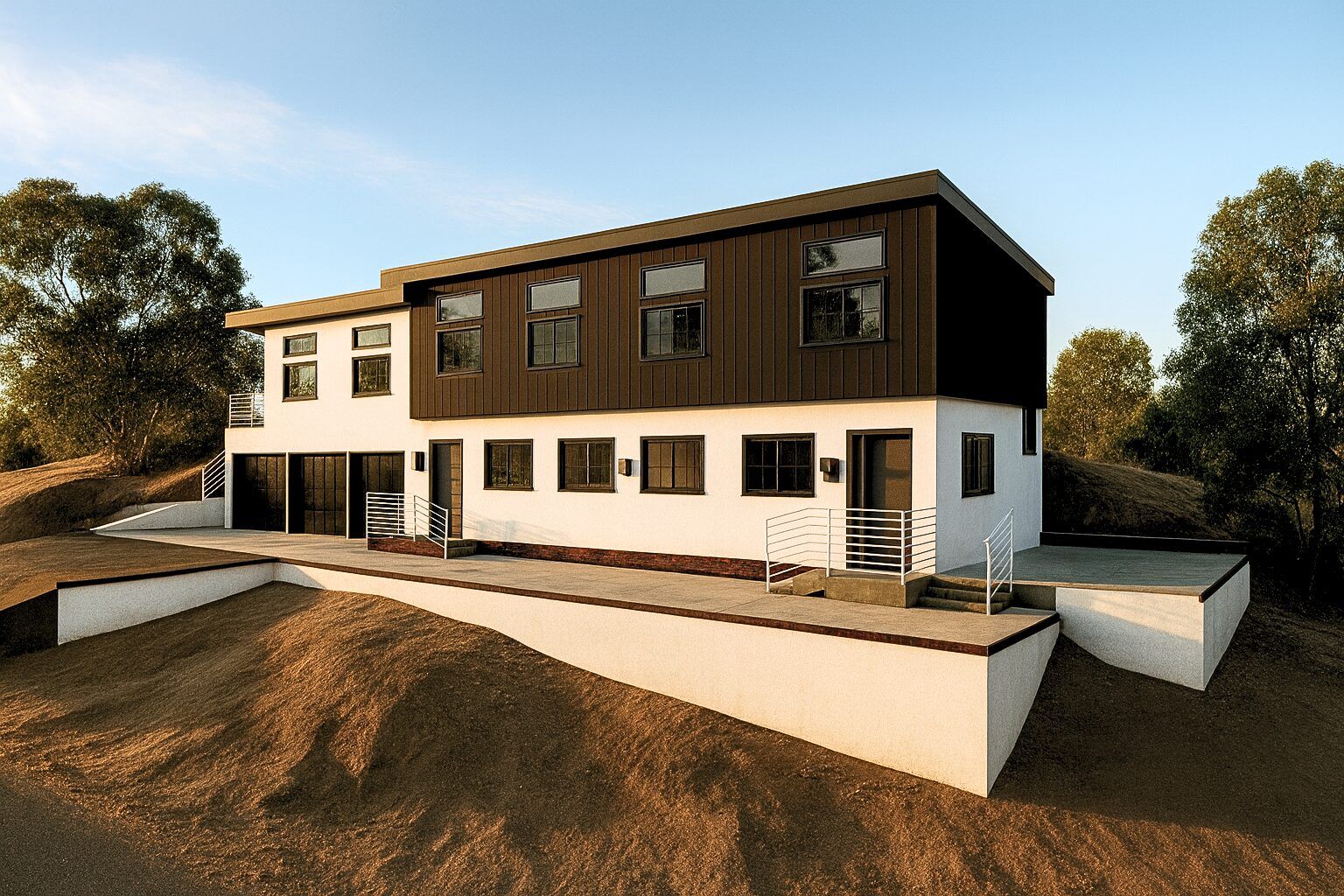 Randolph Complex, two homes over a three-car garage on a hillside lot in Los Angeles