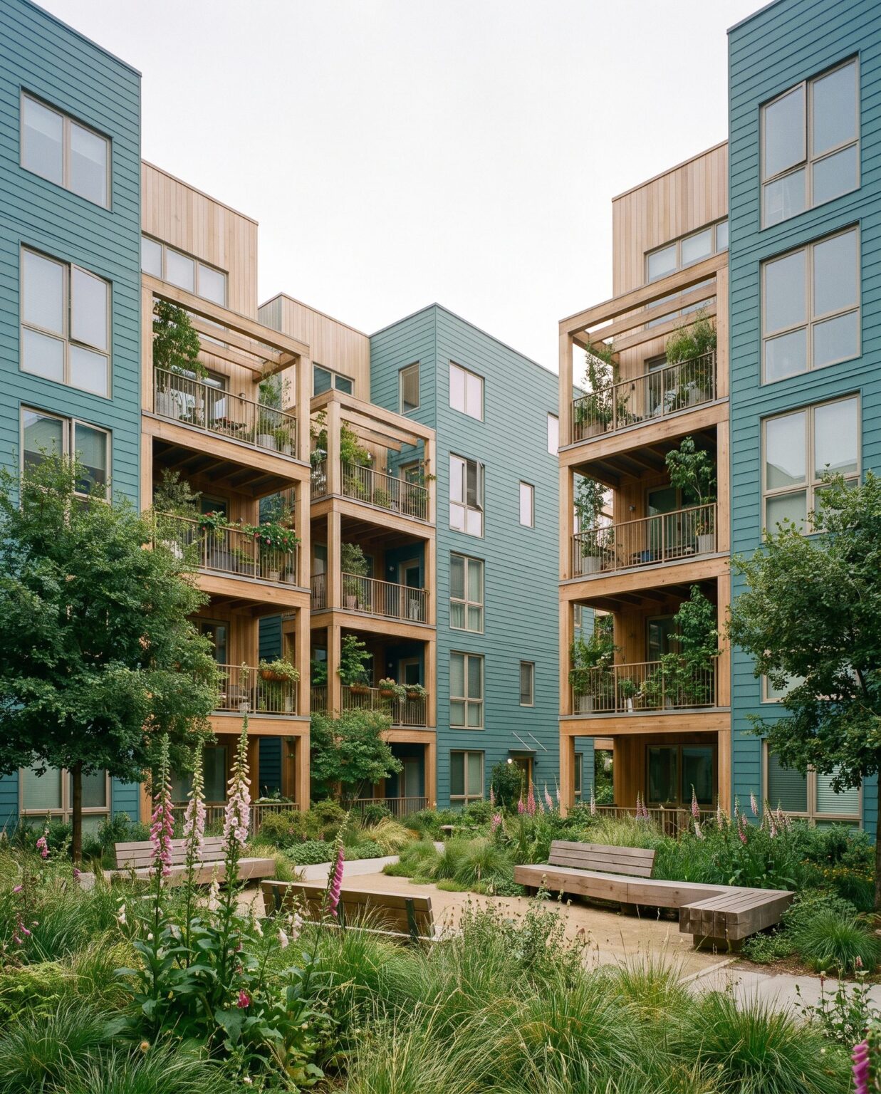Planted podium courtyard
