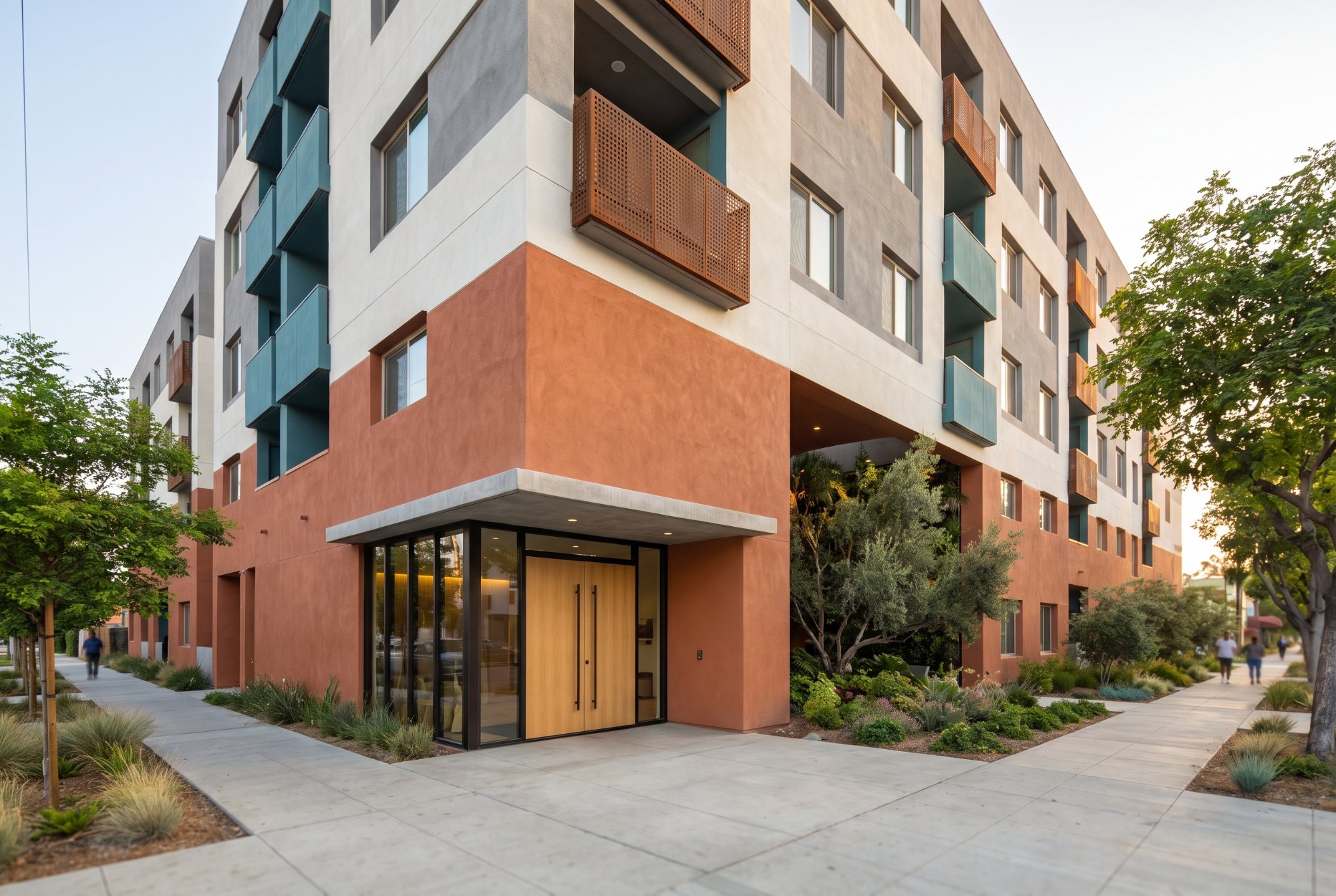 Mixed-income courtyard housing in Los Angeles, YDS concept rendering