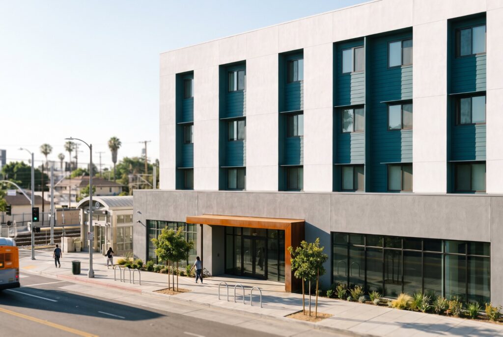 Affordable housing near transit in Los Angeles, YDS concept rendering